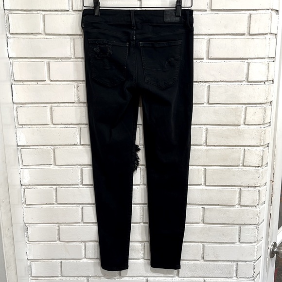 American Eagle Outfitters Black Ne(x)t Level Stretch Distressed Jeans Blown Knee - Picture 10 of 12